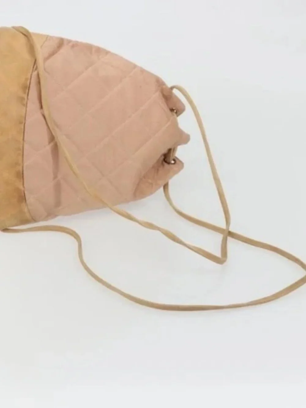 CHANEL Matelasse Purse Backpack Satin Pink Gold CC Auth bs34274